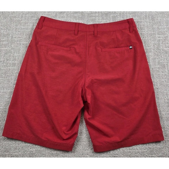 Travis Mathew Red Golf Hiking Shorts Men's Size 32 Casual Flat Front Pockets - Picture 5 of 7